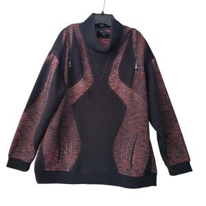 Nike Women's Black Geometric Print Cowl Neck Zipper Detail Sweatshirt Size M